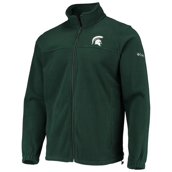 MENS Columbia FLANKER MICHIGAN STATE SPARTAN FULL ZIP FLEECE JACKET  GREEN NWT - Picture 1 of 4